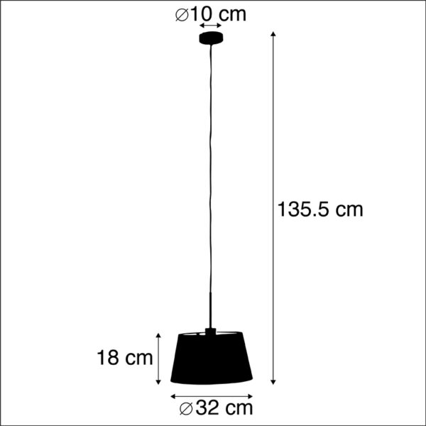 Hanglamp met katoenen kap zwart met goud 32 cm - Combi - Afbeelding 3