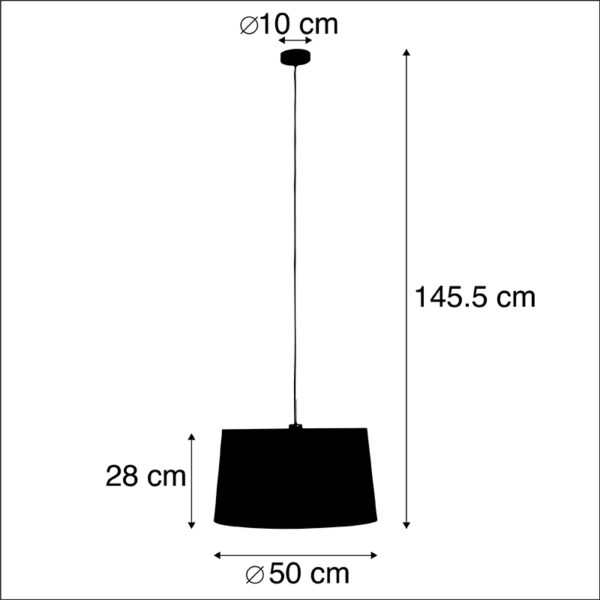 Hanglamp met katoenen kap zwart met goud 50 cm - Combi - Afbeelding 3
