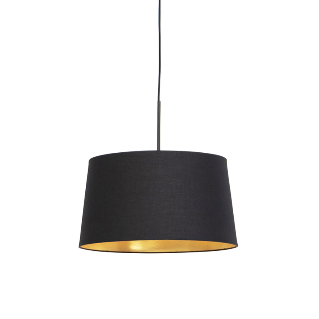 hanglampen Hanglamp met katoenen kap zwart goud 40 cm Combi StofStaal Zwart Ben je op zoek naar een prachtige basic Dan is deze zeker wat voor Met hanglamp kun