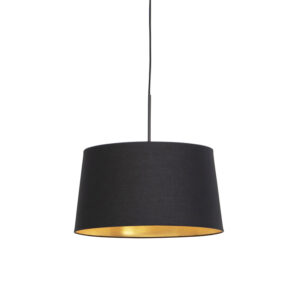 hanglampen Hanglamp met katoenen kap zwart goud 40 cm Combi StofStaal Zwart Ben je op zoek naar een prachtige basic Dan is deze zeker wat voor Met hanglamp kun