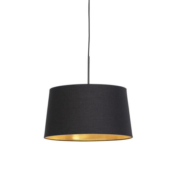 hanglampen Hanglamp met katoenen kap zwart goud 40 cm Combi StofStaal Zwart Ben je op zoek naar een prachtige basic Dan is deze zeker wat voor Met hanglamp kun