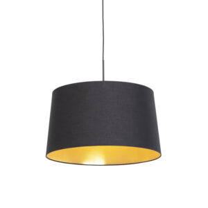 hanglampen Hanglamp met katoenen kap zwart goud 50 cm Combi StofStaal Zwart Ben je op zoek naar een prachtige basic Dan is deze zeker wat voor Met hanglamp kun