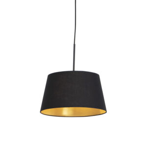 hanglampen Hanglamp met katoenen kap zwart goud 32 cm Combi StaalKatoen Zwart Ben je op zoek naar een prachtige basic Dan is deze zeker wat voor Met hanglamp