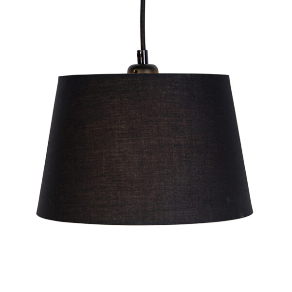 Hanglamp met 3 katoenen kappen zwart met goud - Cava - Afbeelding 2