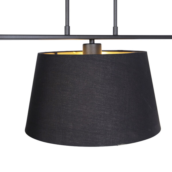 Hanglamp met katoenen kappen zwart met goud 32cm - Combi 3 Deluxe - Afbeelding 2