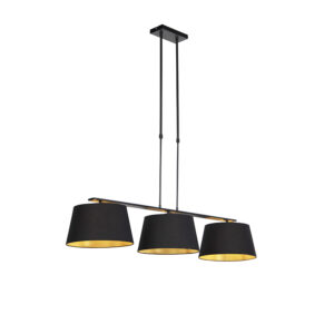 hanglampen Hanglamp met katoenen kappen zwart goud 32cm Combi 3 Deluxe StaalKatoen Zwart Ben je op zoek naar een tijdloze Dan is deze precies wat zoekt. Een erg