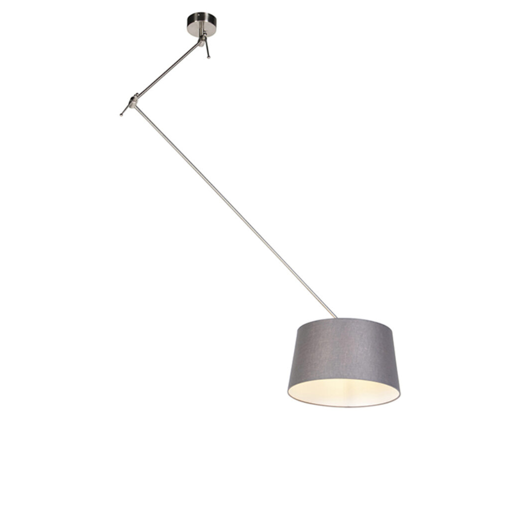 hanglampen Hanglamp met linnen kap donkergrijs 35 cm Blitz I staal LinnenStaal Grijs Elegant en tijdloos. De geeft jouw interieur een rustig karakter dankzij de
