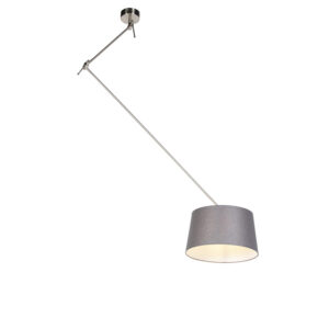 hanglampen Hanglamp met linnen kap donkergrijs 35 cm Blitz I staal LinnenStaal Grijs Elegant en tijdloos. De geeft jouw interieur een rustig karakter dankzij de