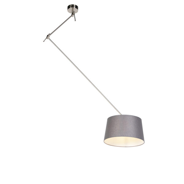 hanglampen Hanglamp met linnen kap donkergrijs 35 cm Blitz I staal LinnenStaal Grijs Elegant en tijdloos. De geeft jouw interieur een rustig karakter dankzij de