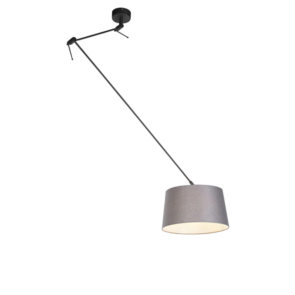 hanglampen Hanglamp met linnen kap donkergrijs 35 cm Blitz I zwart LinnenStaal Grijs Stoere vorm tijdloze Dat is de hanglamp. De lamp heeft een totale hoogte