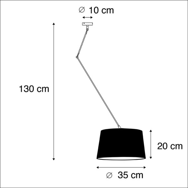 Hanglamp met linnen kap donkergrijs 35 cm - Blitz I zwart - Afbeelding 3