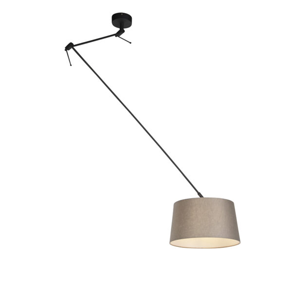 hanglampen Hanglamp met linnen kap taupe 35 cm Blitz I zwart LinnenStaal Taupe Stoere vorm tijdloze Dat is de hanglamp. De lamp heeft een totale hoogte van 130