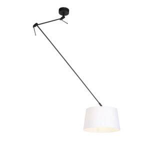 hanglampen Hanglamp met linnen kap wit 35 cm Blitz I zwart LinnenStaal Wit Stoere vorm tijdloze Dat is de hanglamp. De lamp heeft een totale hoogte van 130 cm.