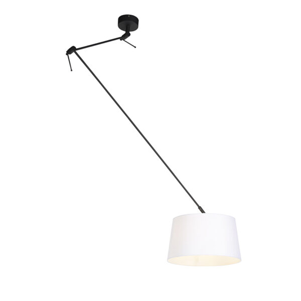 hanglampen Hanglamp met linnen kap wit 35 cm Blitz I zwart LinnenStaal Wit Stoere vorm tijdloze Dat is de hanglamp. De lamp heeft een totale hoogte van 130 cm.