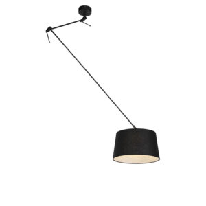 hanglampen Hanglamp met linnen kap zwart 35 cm Blitz I LinnenStaal Zwart Stoere vorm tijdloze Dat is de hanglamp. De lamp heeft een totale hoogte van 130 cm.