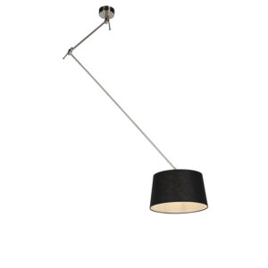hanglampen Hanglamp met linnen kap zwart 35 cm Blitz I staal LinnenStaal Zwart Elegant en tijdloos. De geeft jouw interieur een tijdloos karakter dankzij de