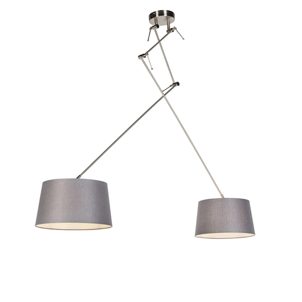 hanglampen Hanglamp met linnen kappen donkergrijs 35 cm Blitz II staal StaalStof Grijs Elegant en tijdloos. De zorgt voor een rustige sfeer in je interieur