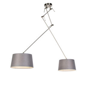 hanglampen Hanglamp met linnen kappen donkergrijs 35 cm Blitz II staal StaalStof Grijs Elegant en tijdloos. De zorgt voor een rustige sfeer in je interieur