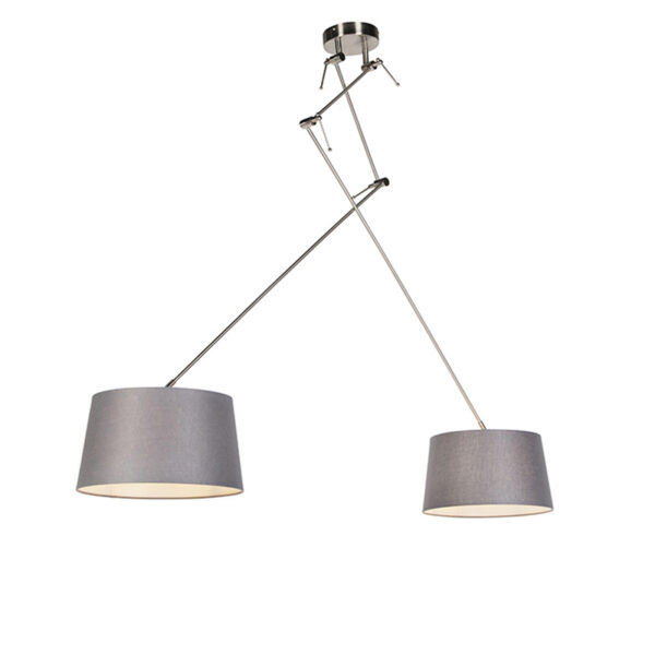 hanglampen Hanglamp met linnen kappen donkergrijs 35 cm Blitz II staal StaalStof Grijs Elegant en tijdloos. De zorgt voor een rustige sfeer in je interieur