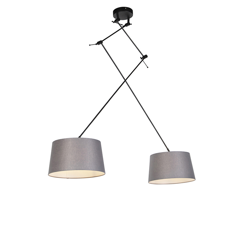hanglampen Hanglamp met linnen kappen donkergrijs 35 cm Blitz II zwart LinnenStaal Grijs Stoere vorm tijdloze Dat is de hanglamp. De lamp heeft een totale