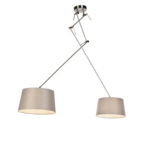 hanglampen Hanglamp met linnen kappen taupe 35 cm Blitz II staal StaalLinnen Taupe Elegant en tijdloos. Onze hanglamp een rustige sfeer in huis dankzij de het