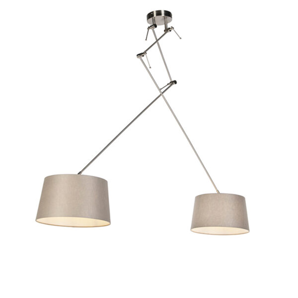 hanglampen Hanglamp met linnen kappen taupe 35 cm Blitz II staal StaalLinnen Taupe Elegant en tijdloos. Onze hanglamp een rustige sfeer in huis dankzij de het