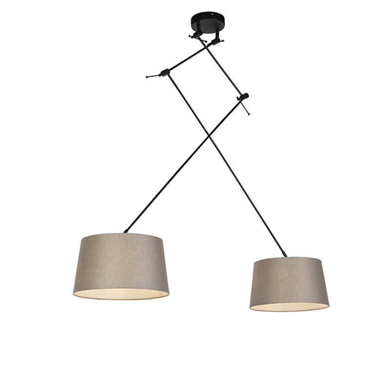 hanglampen Hanglamp met linnen kappen taupe 35 cm Blitz II zwart LinnenStaal Taupe Stoere vorm tijdloze Dat is de hanglamp. De lamp heeft een totale hoogte van