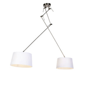 hanglampen Hanglamp met linnen kappen wit 35 cm Blitz II staal StaalLinnen Wit Elegant en tijdloos. Onze hanglamp een rustige sfeer in huis dankzij de witte het