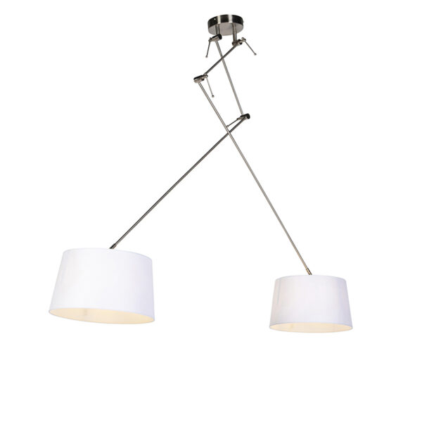 hanglampen Hanglamp met linnen kappen wit 35 cm Blitz II staal StaalLinnen Wit Elegant en tijdloos. Onze hanglamp een rustige sfeer in huis dankzij de witte het