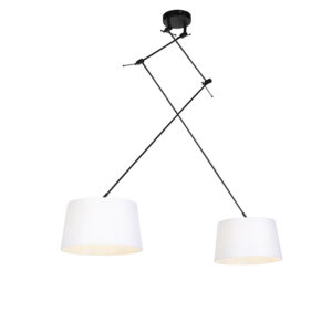 hanglampen Hanglamp met linnen kappen wit 35 cm Blitz II zwart LinnenStaal Wit Stoere vorm tijdloze Dat is de hanglamp. De lamp heeft een totale hoogte van 150