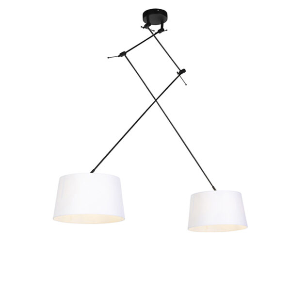 hanglampen Hanglamp met linnen kappen wit 35 cm Blitz II zwart LinnenStaal Wit Stoere vorm tijdloze Dat is de hanglamp. De lamp heeft een totale hoogte van 150