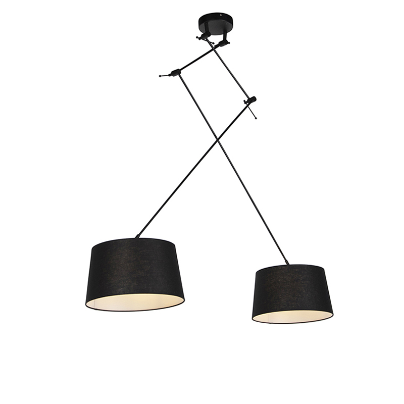 hanglampen Hanglamp met linnen kappen zwart 35 cm Blitz II StaalLinnen Zwart Stoere vorm tijdloze Dat is de hanglamp. De lamp heeft een totale hoogte van 150 cm