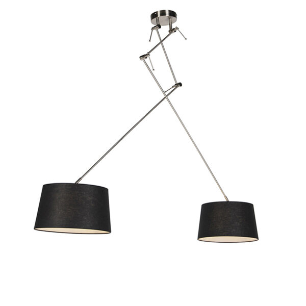 hanglampen Hanglamp met linnen kappen zwart 35 cm Blitz II staal StaalStof Zwart Elegant en tijdloos. De zorgt voor een rustige sfeer in huis dankzij de zwarte