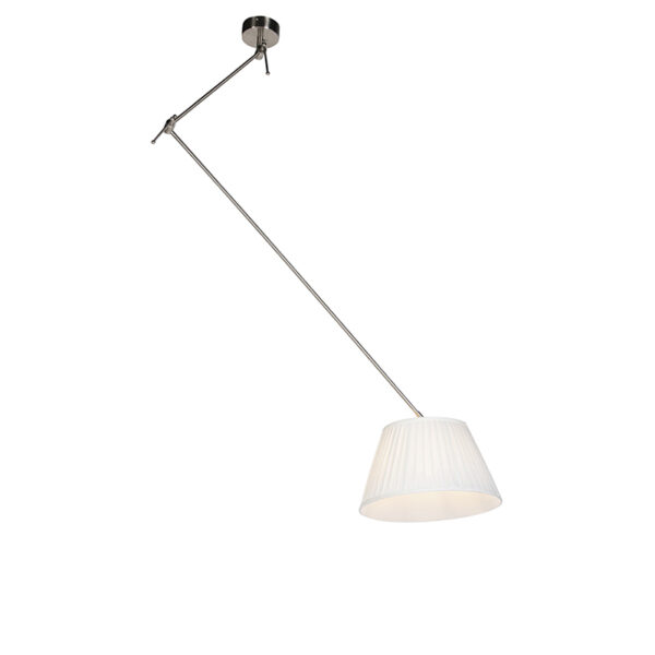 hanglampen Hanglamp met plisse kap 35 cm Blitz I staal StofStaal Staal Elegant en tijdloos. De geeft jouw interieur een rustig karakter dankzij de het stalen