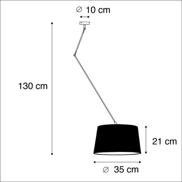 Hanglamp met plisse kap 35cm crème - Blitz I zwart - Afbeelding 3