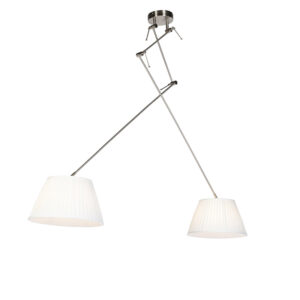 hanglampen Hanglamp met plisse kappen 35 cm Blitz II staal StofStaal Staal Elegant en tijdloos. De zorgt voor een rustige sfeer in huis dankzij de witte het