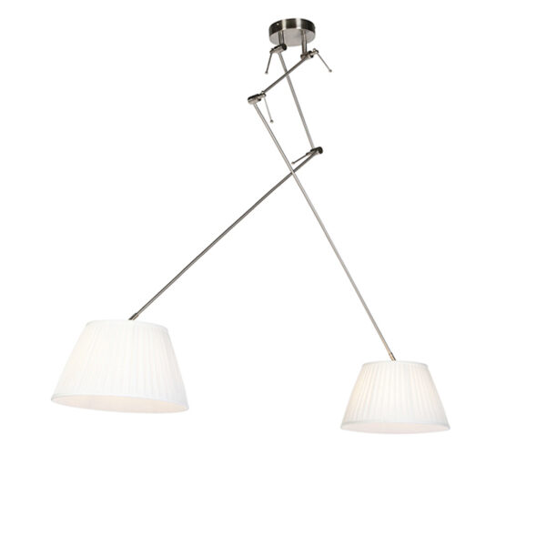 hanglampen Hanglamp met plisse kappen 35 cm Blitz II staal StofStaal Staal Elegant en tijdloos. De zorgt voor een rustige sfeer in huis dankzij de witte het