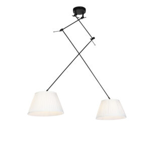 hanglampen Hanglamp met plisse kappen 35 cm Blitz II zwart StofStaal Wit Stoere vorm tijdloze Dat is de hanglamp. De lamp heeft een totale hoogte van 150 cm.