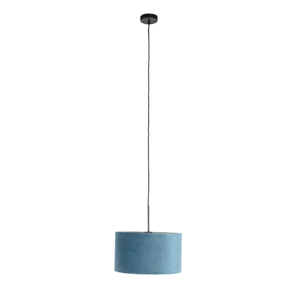 Hanglamp met velours kap blauw met goud 35 cm - Combi - Afbeelding 2