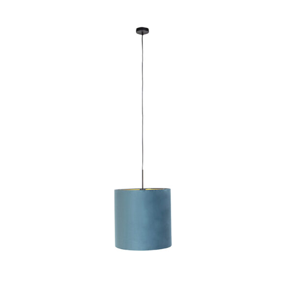 Hanglamp met velours kap blauw met goud 40 cm - Combi - Afbeelding 2