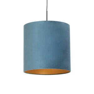 hanglampen Hanglamp met velours kap blauw goud 40 cm Combi StofStaal Blauw Ben je op zoek naar een prachtige basic Dan is deze zeker wat voor Met hanglamp kun