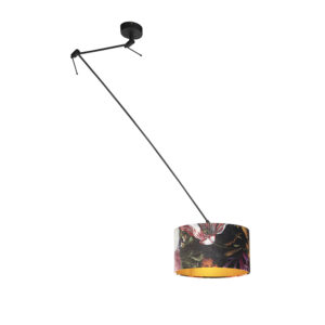 hanglampen Hanglamp met velours kap bloemen goud 35 cm Blitz I zwart StofStaal Multicolor Stoere vorm romantische Dat is de hanglamp. De lamp heeft een totale