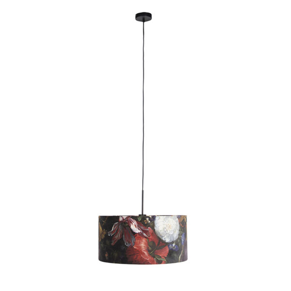 Hanglamp met velours kap bloemen met goud 50 cm - Combi - Afbeelding 2