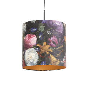 hanglampen Hanglamp met velours kap bloemen goud 40 cm Combi StofStaal Multicolor Ben je op zoek naar een prachtige basic Dan is deze zeker wat voor Met