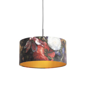 hanglampen Hanglamp met velours kap bloemen goud 50 cm Combi StofStaal Multicolor Ben je op zoek naar een prachtige basic Dan is deze zeker wat voor Met