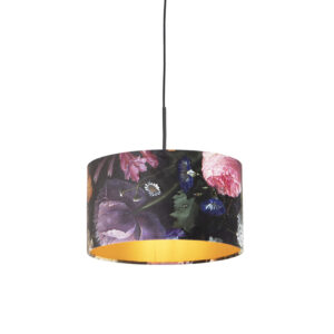 hanglampen Hanglamp met velours kap bloemen goud 35 cm Combi StaalStof Multicolor Ben je op zoek naar een prachtige basic Dan is deze zeker wat voor Met
