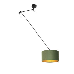 hanglampen Hanglamp met velours kap groen goud 35 cm Blitz I zwart StofStaal Groen Stoere vorm romantische Dat is de hanglamp. De lamp heeft een totale hoogte