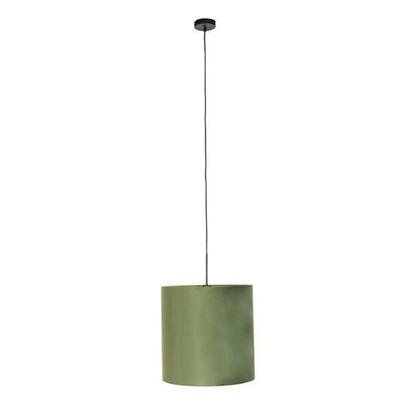 Hanglamp met velours kap groen met goud - Combi - Afbeelding 2