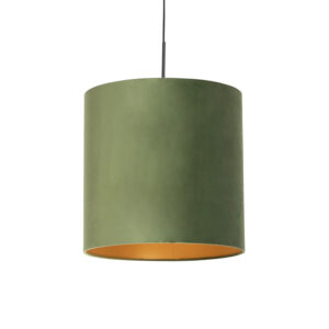 hanglampen Hanglamp met velours kap groen goud Combi StofStaal Groen Ben je op zoek naar een prachtige basic Dan is deze zeker wat voor Met hanglamp kun jouw