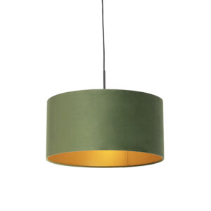 hanglampen Hanglamp met velours kap groen goud 50 cm Combi StofStaal Groen Ben je op zoek naar een prachtige basic Dan is deze zeker wat voor Met hanglamp kun